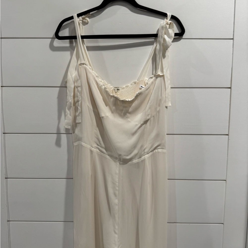 Reformation Ivory Wide-Leg Jumpsuit 🤍 | Sweetheart Neckline – Size 12 - Picture 5 of 16